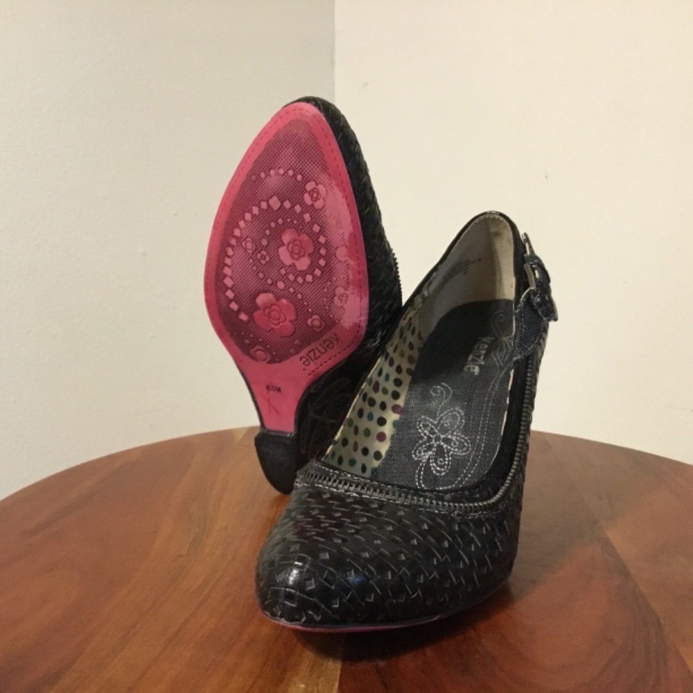 Vintage Kenzie Black Floral Wedge Size 8.5 - Picture 11 of 11